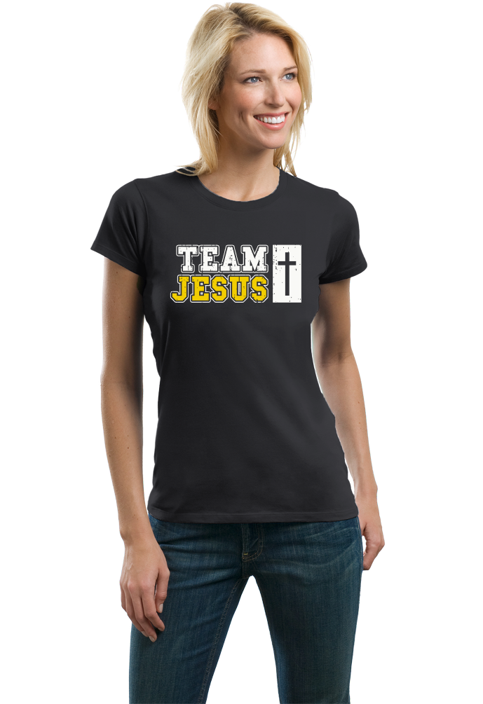 Ladies Black Team Jesus - Christian Cool Jesus Team Fan Godly Fun T-shirt