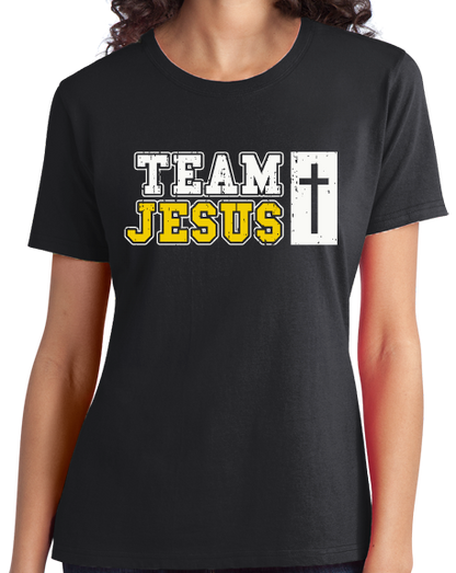 Ladies Black Team Jesus - Christian Cool Jesus Team Fan Godly Fun T-shirt