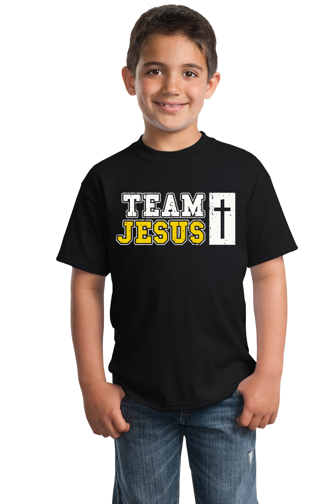 Youth Black Team Jesus - Christian Cool Jesus Team Fan Godly Fun T-shirt