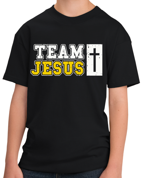Youth Black Team Jesus - Christian Cool Jesus Team Fan Godly Fun T-shirt