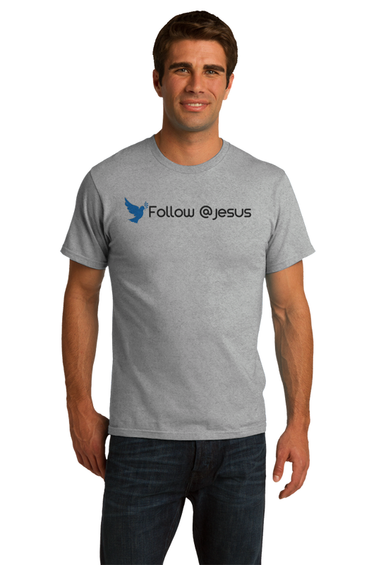 Standard Grey Follow @Jesus - Christian Jesus Cool Funny Believer Follow T-shirt