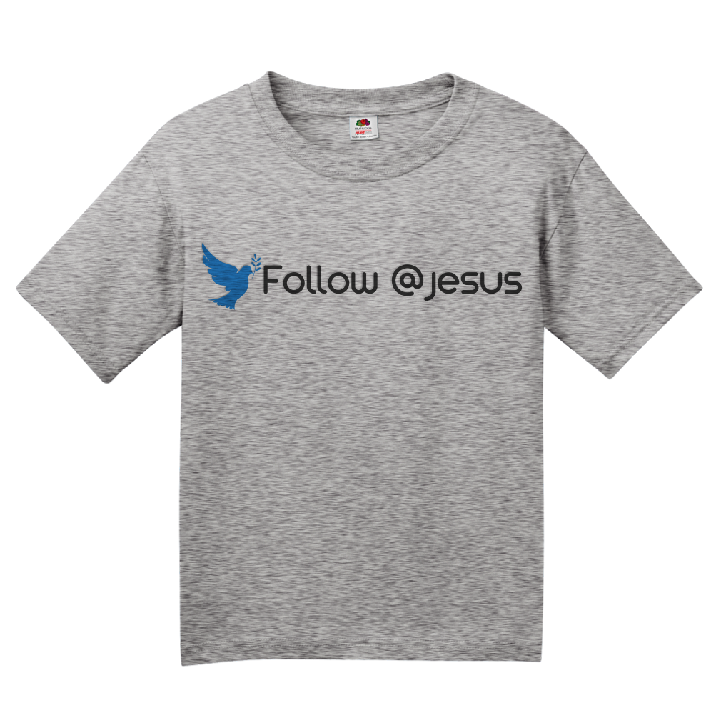 Youth Grey Follow @Jesus - Christian Jesus Cool Funny Believer Follow T-shirt