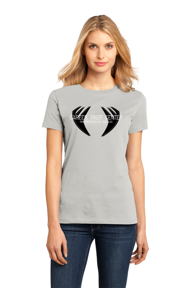 Ladies Light Grey Career Prep Center Cad Black Wings T-shirt