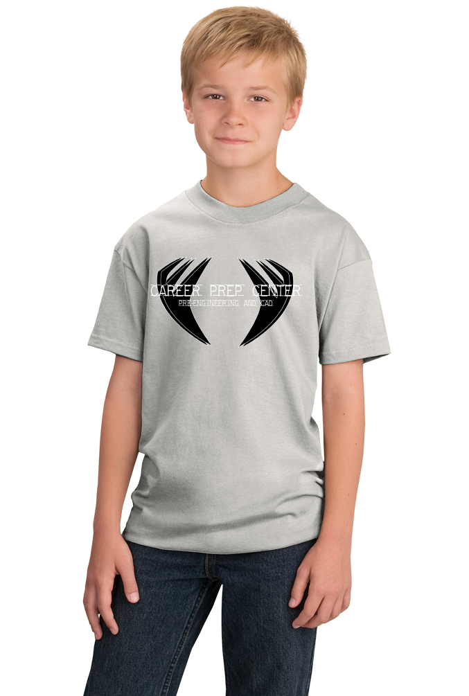Youth Light Grey Career Prep Center Cad Black Wings T-shirt