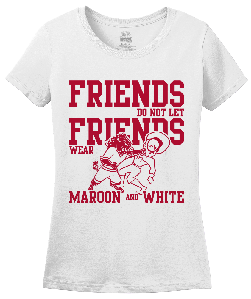 Ladies White Football Fan from Arkansas T-shirt