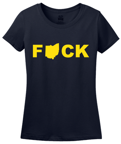 Ladies Navy F*ck Ohio - College Sports Rivalry Michigan Football Fan T-shirt