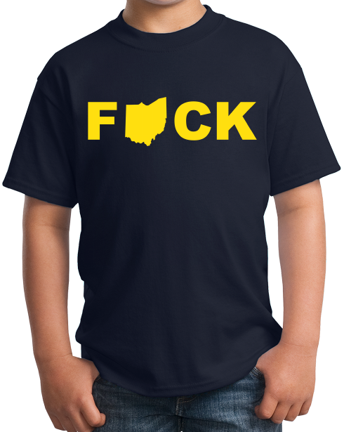 Youth Navy F*ck Ohio - College Sports Rivalry Michigan Football Fan T-shirt