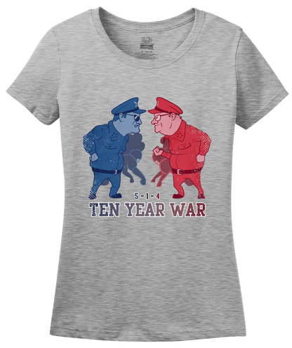 Ladies Grey "Ten Year War" Michigan vs OSU Bo vs Woody  T-shirt