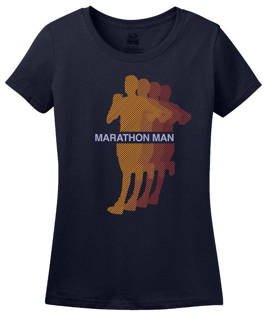 Ladies Navy Marathon Man - Long Distance Runner Marathon 26.2 miles ironman T-shirt