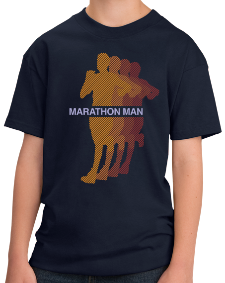 Youth Navy Marathon Man - Long Distance Runner Marathon 26.2 miles ironman T-shirt