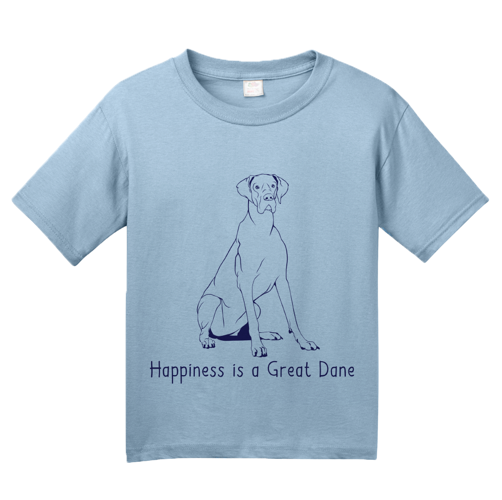 Youth Light Blue Happiness is a Great Dane - Great Dane Dog Lover Cute T-shirt
