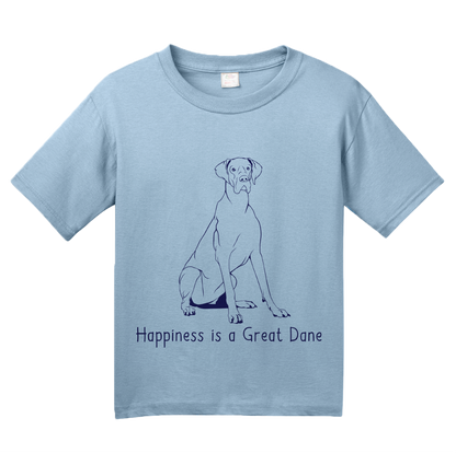 Youth Light Blue Happiness is a Great Dane - Great Dane Dog Lover Cute T-shirt