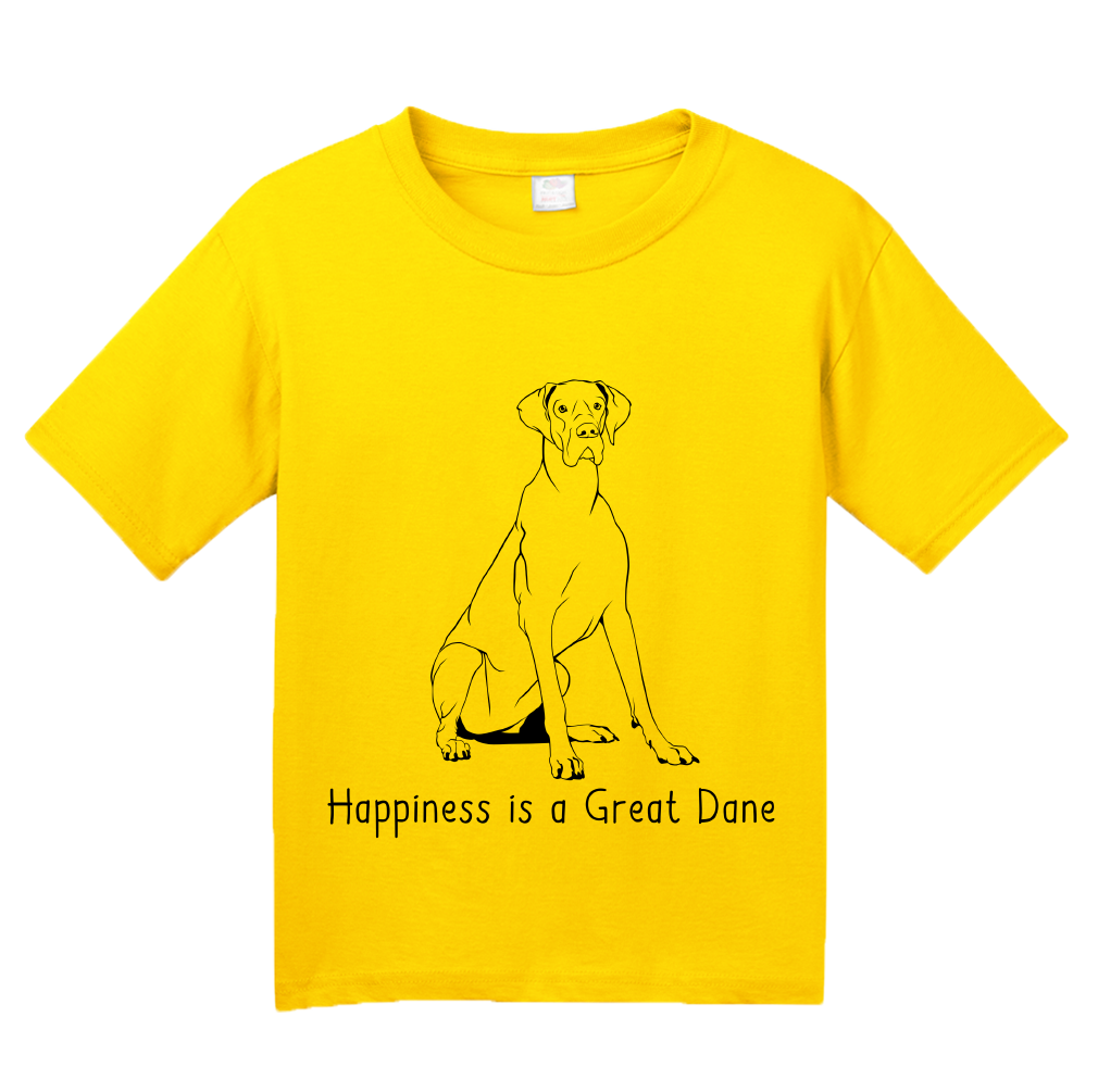 Youth Yellow Happiness is a Great Dane - Great Dane Dog Lover Cute T-shirt