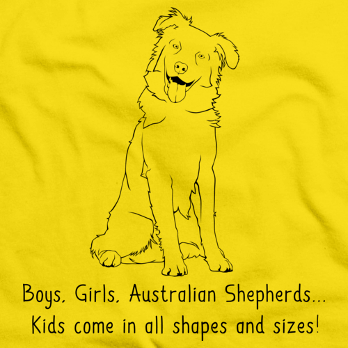 Boys, Girls, & Australian Shepherds = Kids Yellow art preview