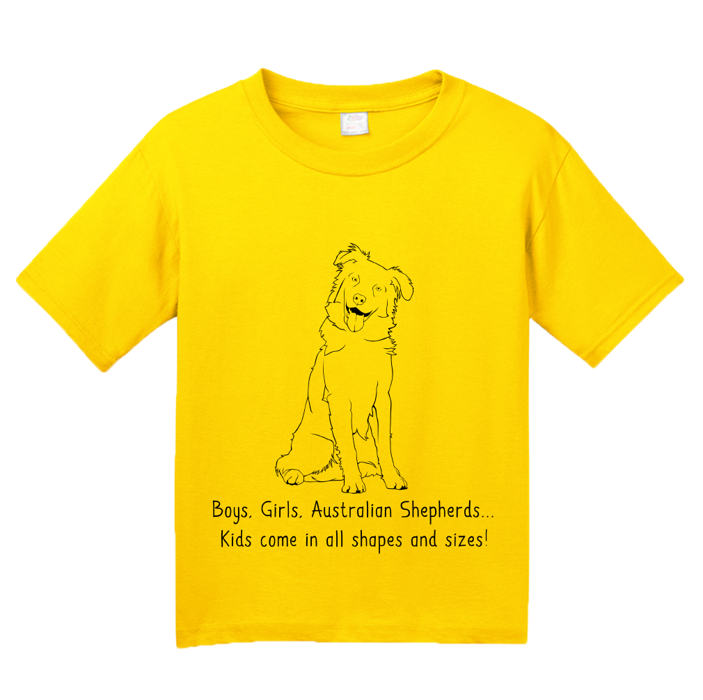 Youth Yellow Boys, Girls, & Australian Shepherds = Kids - Aussie Dog Lover T-shirt