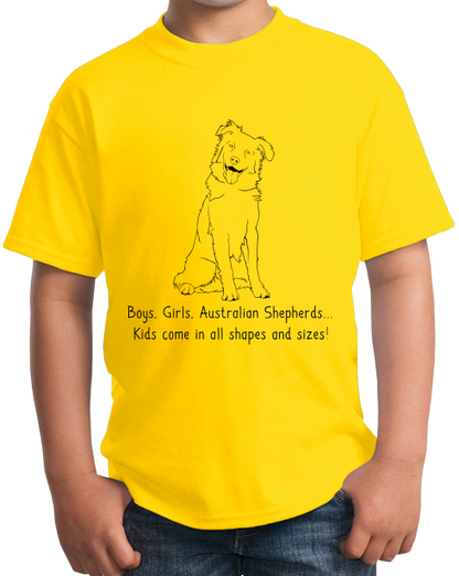 Youth Yellow Boys, Girls, & Australian Shepherds = Kids - Aussie Dog Lover T-shirt