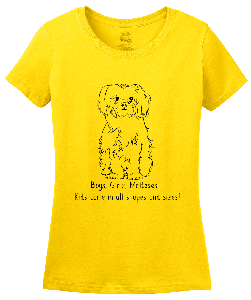 Ladies Yellow Boys, Girls, & Malteses = Kids - Maltese Lover Parent Dog Owner 
