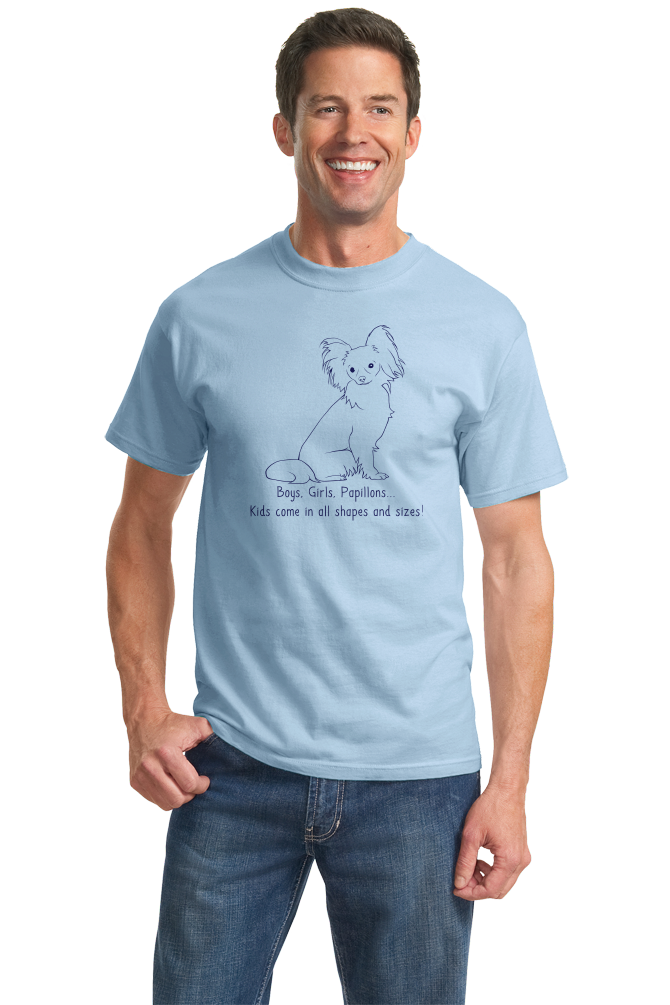 Standard Light Blue Boys, Girls, & Papillons = Kids - Papillon Dog Lover Parent T-shirt