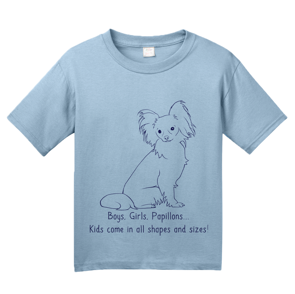 Youth Light Blue Boys, Girls, & Papillons = Kids - Papillon Dog Lover Parent T-shirt