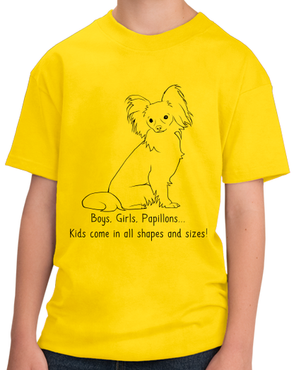 Youth Yellow Boys, Girls, & Papillons = Kids - Papillon Dog Lover Parent T-shirt