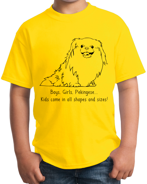 Youth Yellow Boys, Girls, & Pekingeses = Kids - Pekingese Dog Parent Lover T-shirt