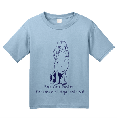 Youth Light Blue Boys, Girls, & Poodles = Kids - Poodle Dog Parent Lover Cute Fun T-shirt