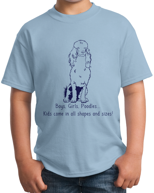 Youth Light Blue Boys, Girls, & Poodles = Kids - Poodle Dog Parent Lover Cute Fun T-shirt