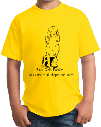 Youth Yellow Boys, Girls, & Poodles = Kids - Poodle Dog Parent Lover Cute Fun T-shirt