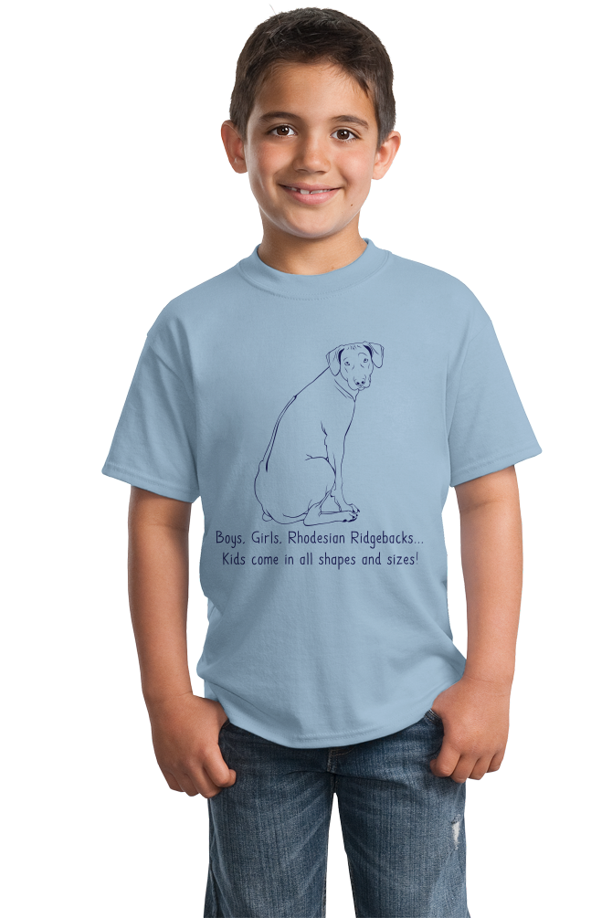 Youth Light Blue Boys, Girls, & Rhodesian Ridgebacks = Kids - Rhodesian Ridgeback T-shirt