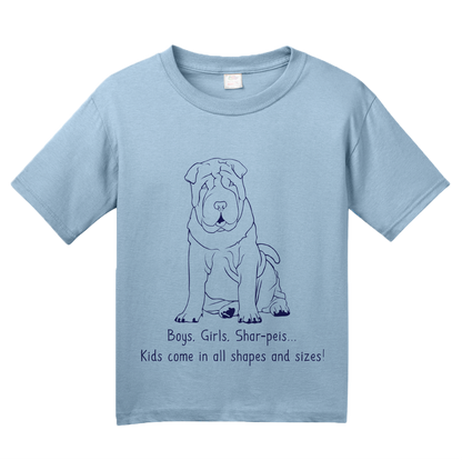 Youth Light Blue Boys, Girls, & Shar-Peis = Kids - Shar-Pei Owner Lover Parent T-shirt