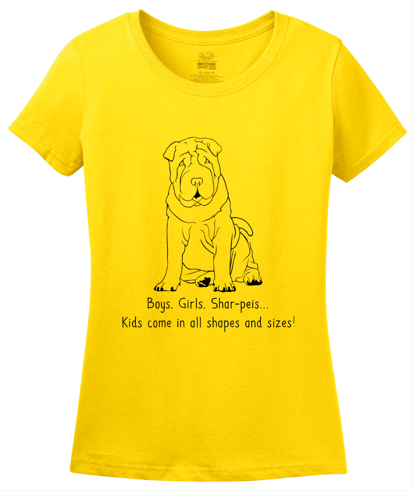 Ladies Yellow Boys, Girls, & Shar Peis = Kids - Shar-Pei Owner Lover Parent T-shirt