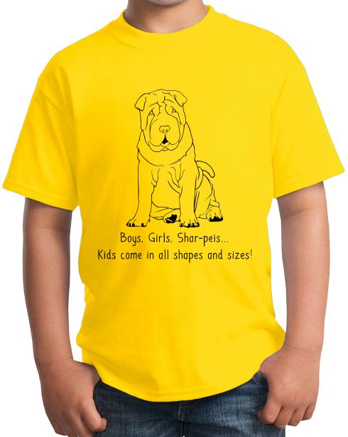 Youth Yellow Boys, Girls, & Shar Peis = Kids - Shar-Pei Owner Lover Parent T-shirt