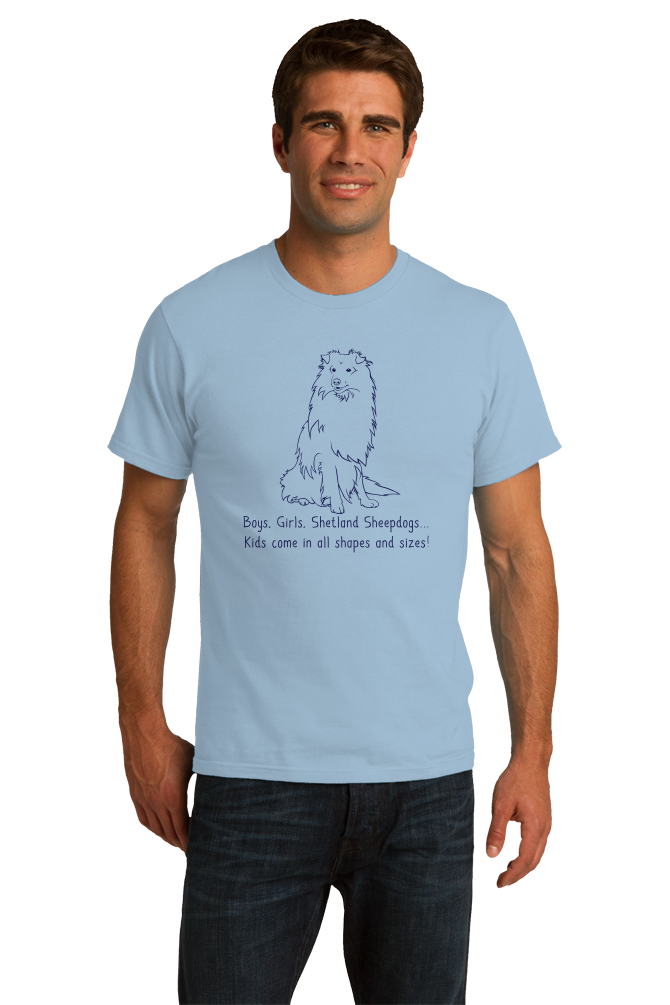 Standard Light Blue Boys, Girls, & Shetland Sheepdogs = Kids - Sheltie Owner Parent T-shirt