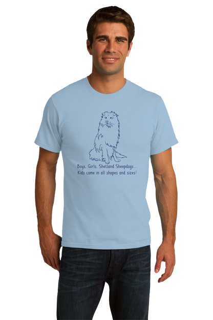 Standard Light Blue Boys, Girls, & Shetland Sheepdogs = Kids - Sheltie Owner Parent T-shirt