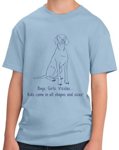 Youth Light Blue Boys, Girls, & Vizslas = Kids - Vizla Owner Parent Lover Funny T-shirt