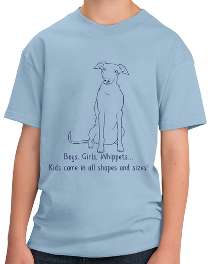 Youth Light Blue Boys, Girls, & Whippets = Kids - Whippet Owner Lover Parent Cute T-shirt