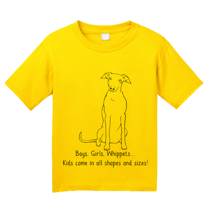 Youth Yellow Boys, Girls, & Whippets = Kids - Whippet Owner Lover Parent Cute T-shirt
