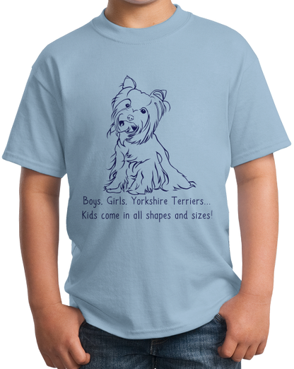 Youth Light Blue Boys, Girls, & Yorkies - Yorkie Parent Owner Lover Cute Funny T-shirt