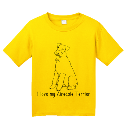 Youth Yellow I Love my Airedale Terrier - Airedale Owner Lover Dog Breed Cute T-shirt