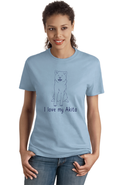 Ladies Light Blue I Love my Akita - Akita Dog Breed Owner Parent Lover Cute Fun T-shirt