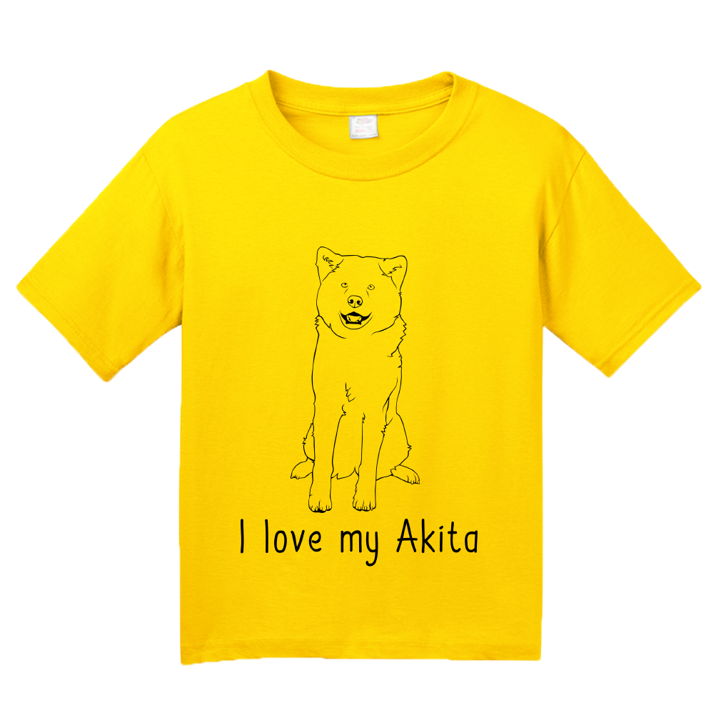 Youth Yellow I Love my Akita - Akita Dog Breed Owner Parent Lover Cute Fun T-shirt