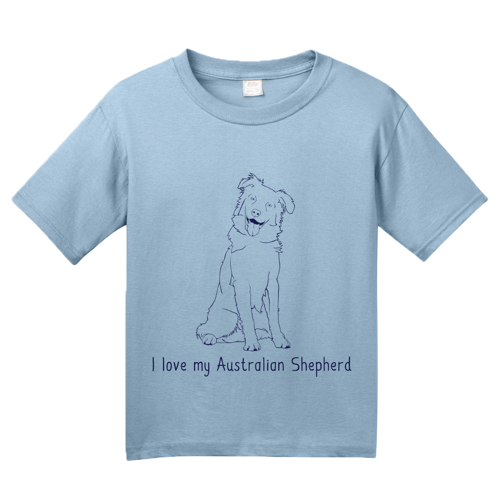 Youth Light Blue I Love my Australian Shepherd - Aussie Love Owner Parent Cute T-shirt