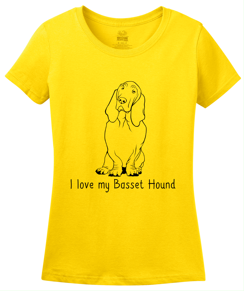 Ladies Yellow I Love my Basset Hound - Basset Hound Love Dog Owner Parent Cute T-shirt