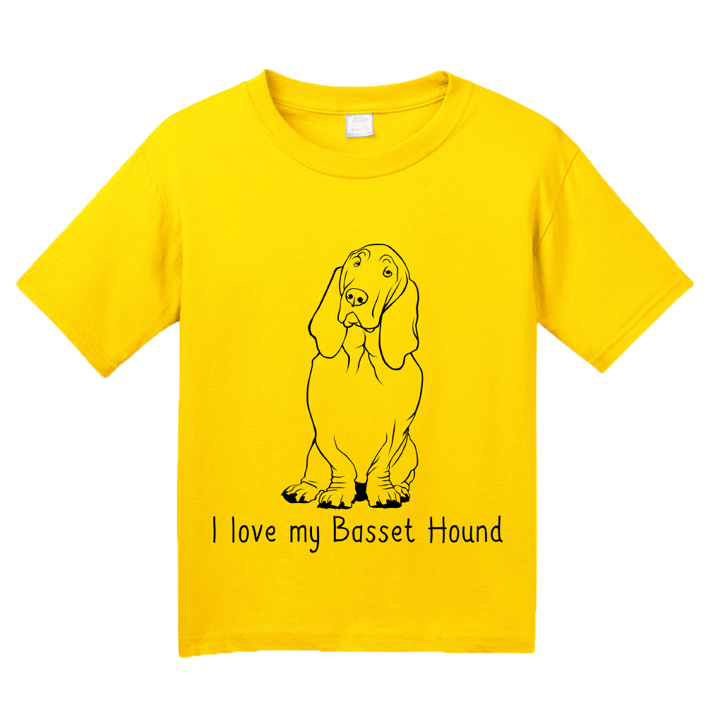 Youth Yellow I Love my Basset Hound - Basset Hound Love Dog Owner Parent Cute T-shirt