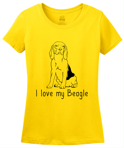 Ladies Yellow I Love my Beagle - Beagle Love Dog Owner Parent Cute Snoopy Fun T-shirt