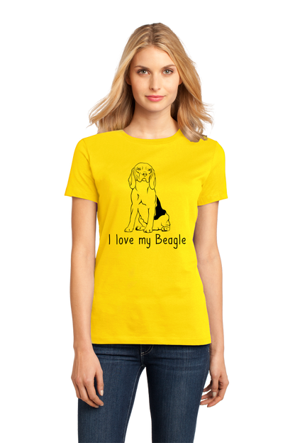 Ladies Yellow I Love my Beagle - Beagle Love Dog Owner Parent Cute Snoopy Fun T-shirt