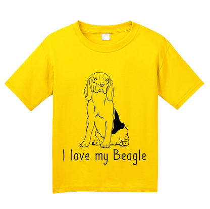 Youth Yellow I Love my Beagle - Beagle Love Dog Owner Parent Cute Snoopy Fun T-shirt