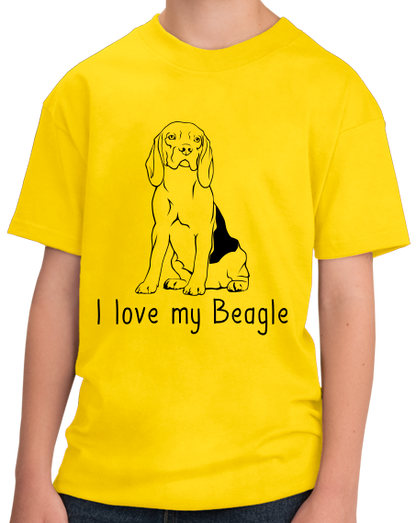 Youth Yellow I Love my Beagle - Beagle Love Dog Owner Parent Cute Snoopy Fun T-shirt