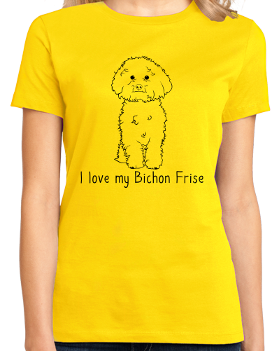 Ladies Yellow I Love my Bichon Frise - Bichon Frise Dog Owner Parent Love Cute T-shirt
