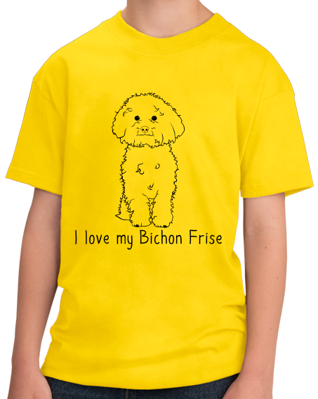 Youth Yellow I Love my Bichon Frise - Bichon Frise Dog Owner Parent Love Cute T-shirt